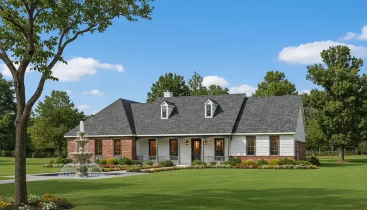 Traditional house plans 30-157 - front exterior, 1,407 sq ft, 3 bed, 2 bath house plans | Monster House Plans