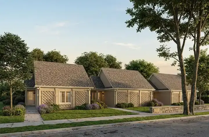 Contemporary house plans 30-158 - front exterior, 1,459 sq ft, 2 bed, 2 bath house plans | Monster House Plans