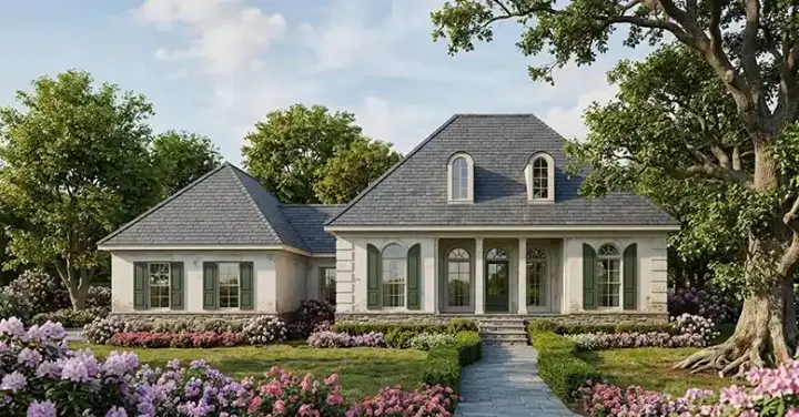 European house plans 30-159 - front exterior, 1,434 sq ft, 3 bed, 2 bath house plans | Monster House Plans