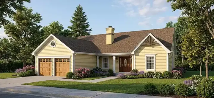 Traditional house plans 30-166 - front exterior, 1,415 sq ft, 3 bed, 2 bath house plans | Monster House Plans