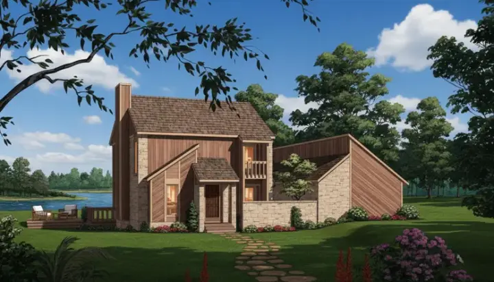 Contemporary house plans 30-170 - front exterior, 1,571 sq ft, 3 bed, 2 bath house plans | Monster House Plans