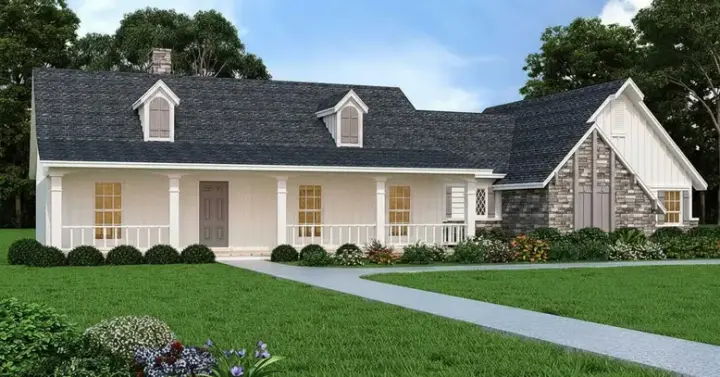 Country house plans 30-176 - front exterior, 1,600 sq ft, 3 bed, 2 bath house plans | Monster House Plans