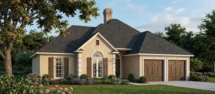 Traditional house plans 30-183 - front exterior, 1,682 sq ft, 4 bed, 2 bath house plans | Monster House Plans