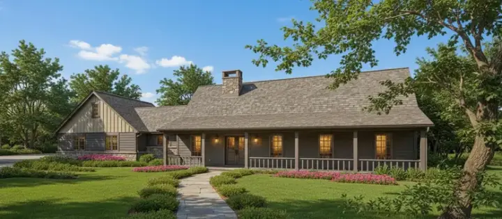 Ranch house plans 30-194 - front exterior, 1,800 sq ft, 3 bed, 2 bath house plans | Monster House Plans