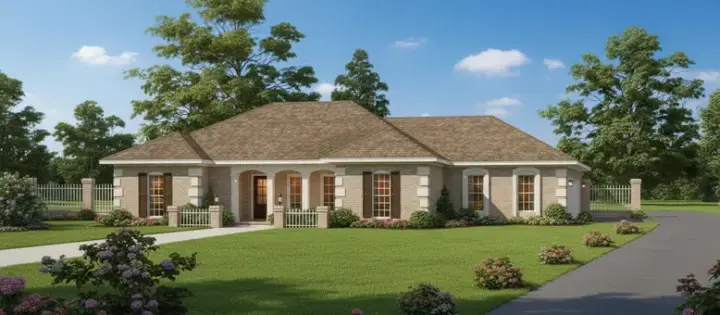 European house plans 30-197 - front exterior, 1,868 sq ft, 3 bed, 2 bath house plans | Monster House Plans