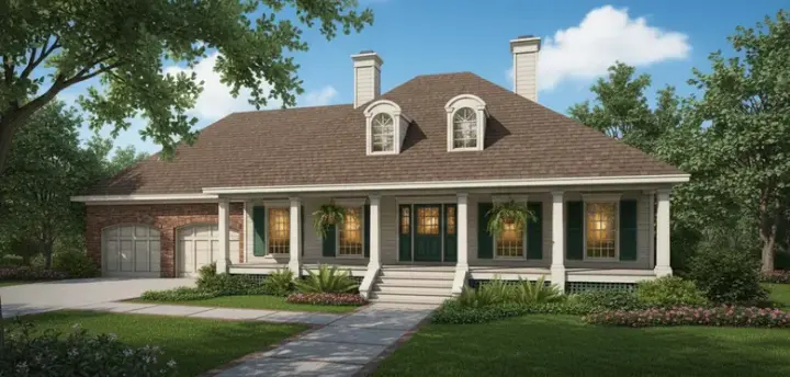 Southern house plans 30-201 - front exterior, 1,800 sq ft, 3 bed, 2 bath house plans | Monster House Plans