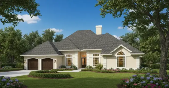 Traditional house plans 30-203 - front exterior, 1,828 sq ft, 4 bed, 2 bath house plans | Monster House Plans