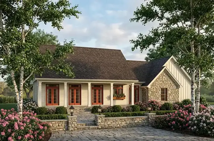 Southern house plans 30-208 - front exterior, 1,925 sq ft, 3 bed, 2 bath house plans | Monster House Plans