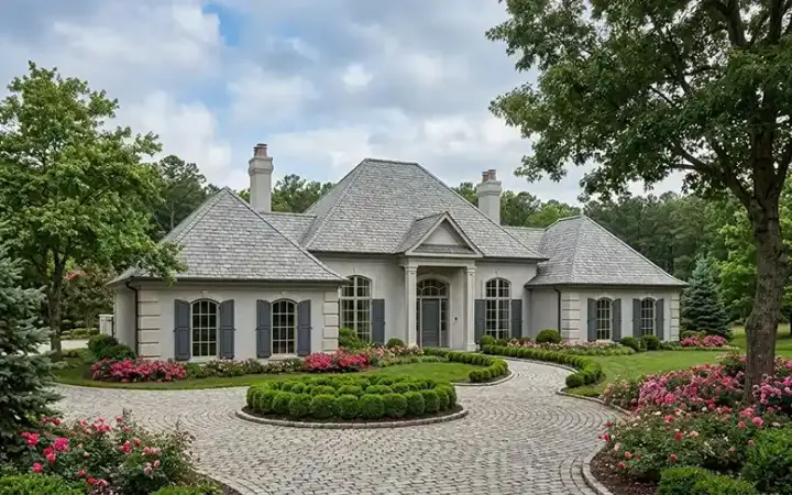 European house plans 30-222 - front exterior, 2,023 sq ft, 3 bed, 2 bath house plans | Monster House Plans