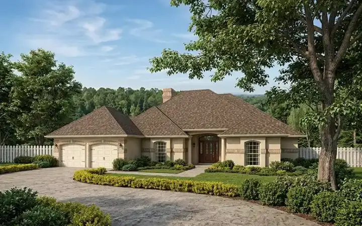 Mediterranean house plans 30-235 - front exterior, 2,177 sq ft, 3 bed, 2 bath house plans | Monster House Plans
