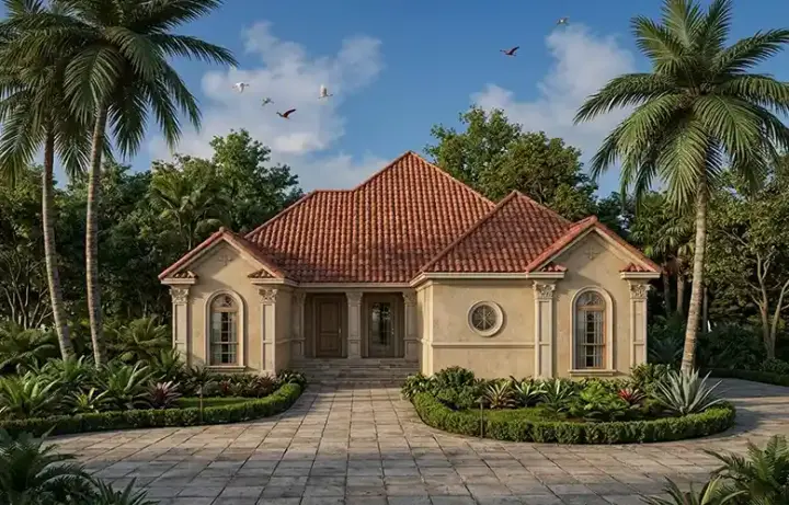 Florida house plans 30-239 - front exterior, 2,111 sq ft, 3 bed, 2 bath house plans | Monster House Plans