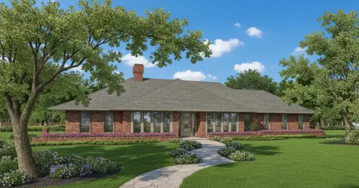 Ranch house plans 30-241 - front exterior, 2,240 sq ft, 4 bed, 2 bath house plans | Monster House Plans