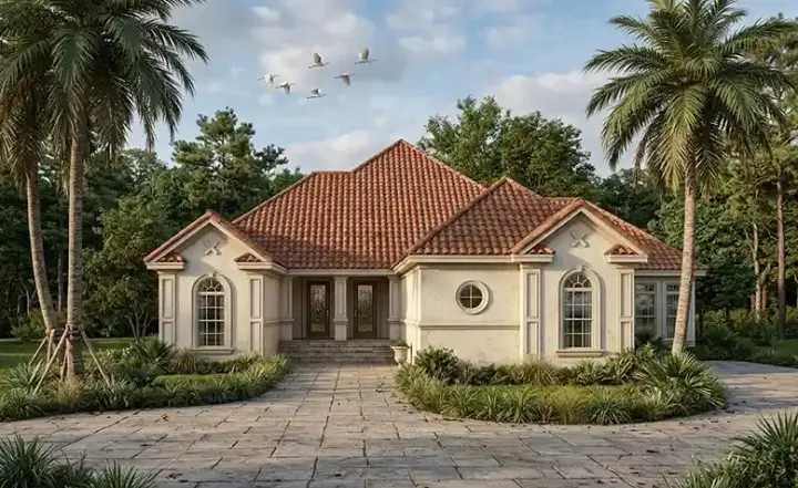 Florida house plans 30-254 - front exterior, 2,349 sq ft, 3 bed, 2 bath house plans | Monster House Plans