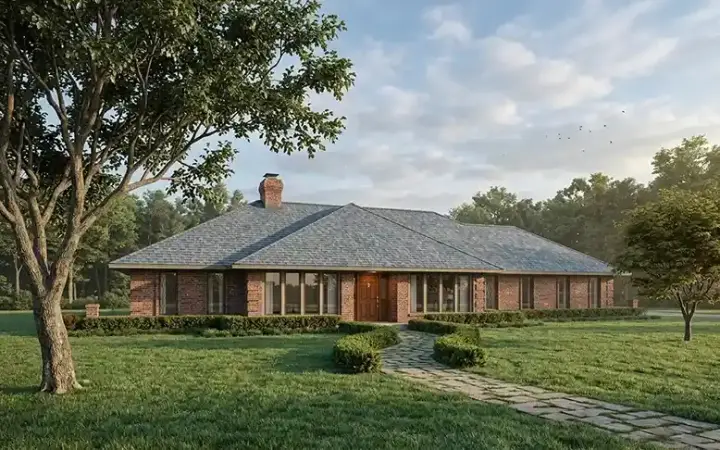 Ranch house plans 30-263 - front exterior, 2,564 sq ft, 4 bed, 4 bath house plans | Monster House Plans