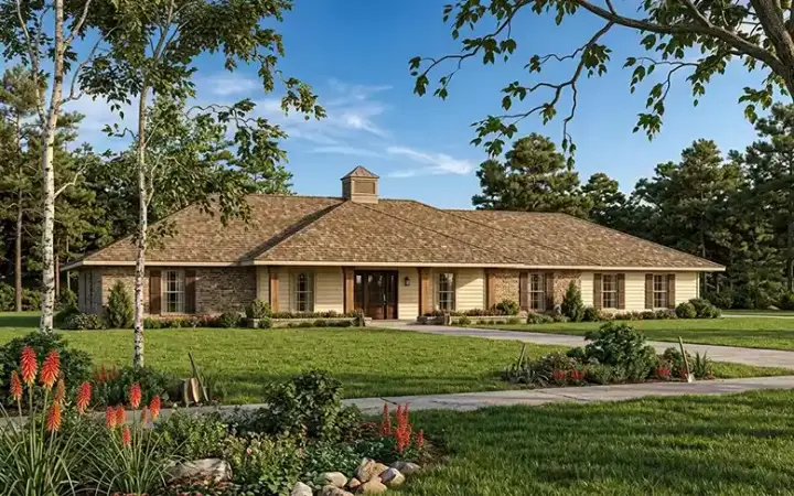 Ranch house plans 30-275 - front exterior, 2,719 sq ft, 4 bed, 2 bath house plans | Monster House Plans