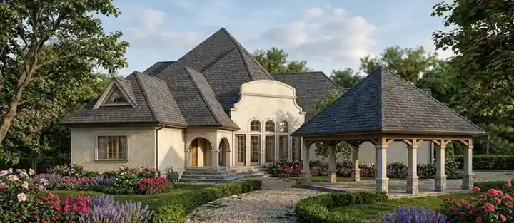 Italian house plans 30-318 - front exterior, 6,000 sq ft, 5 bed, 6 bath house plans | Monster House Plans