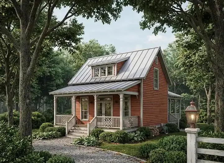 Cottage house plans 30-327 - front exterior, 1,383 sq ft, 3 bed, 2 bath house plans | Monster House Plans