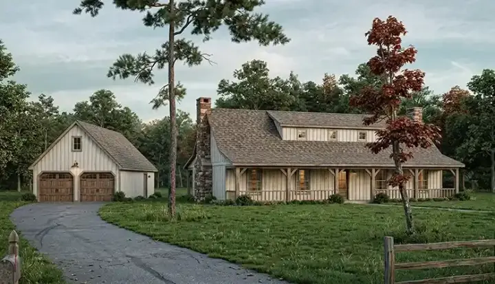 Farmhouse house plans 30-343 - front exterior, 2,336 sq ft, 4 bed, 2 bath house plans | Monster House Plans