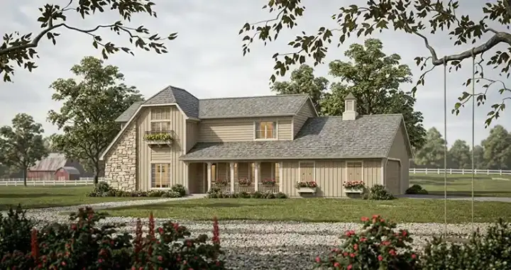 Country house plans 30-344 - front exterior, 2,367 sq ft, 4 bed, 2 bath house plans | Monster House Plans