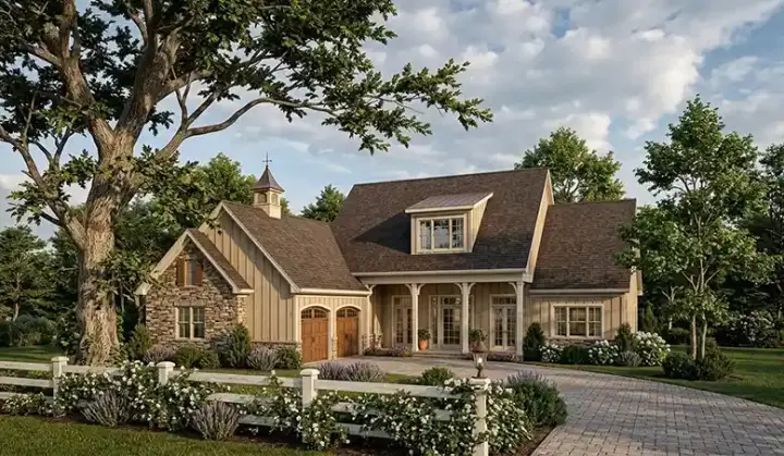 Country house plans 30-347 - front exterior, 1,658 sq ft, 3 bed, 2 bath house plans | Monster House Plans