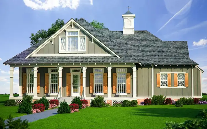 Country house plans 30-355 - front exterior, 1,565 sq ft, 3 bed, 2 bath house plans | Monster House Plans