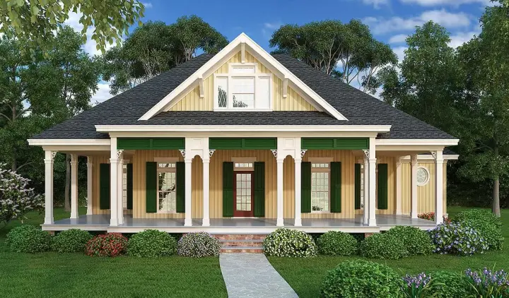 Beach house plans 30-356 - front exterior, 1,516 sq ft, 3 bed, 2 bath house plans | Monster House Plans
