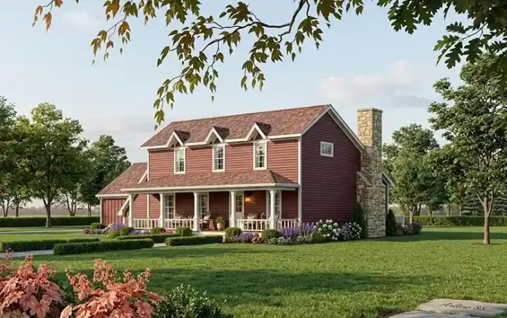 Country house plans 30-357 - front exterior, 1,691 sq ft, 3 bed, 2 bath house plans | Monster House Plans