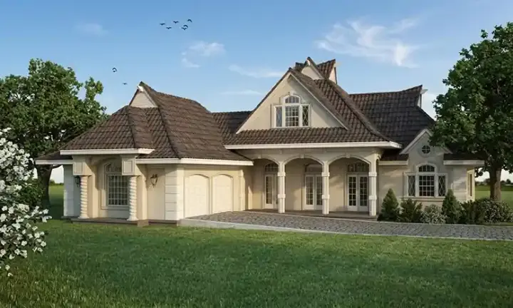 Mediterranean house plans 30-362 - front exterior, 1,651 sq ft, 3 bed, 2 bath house plans | Monster House Plans
