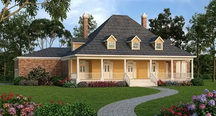Country house plans 30-379 - front exterior, 4,005 sq ft, 4 bed, 3 bath house plans | Monster House Plans