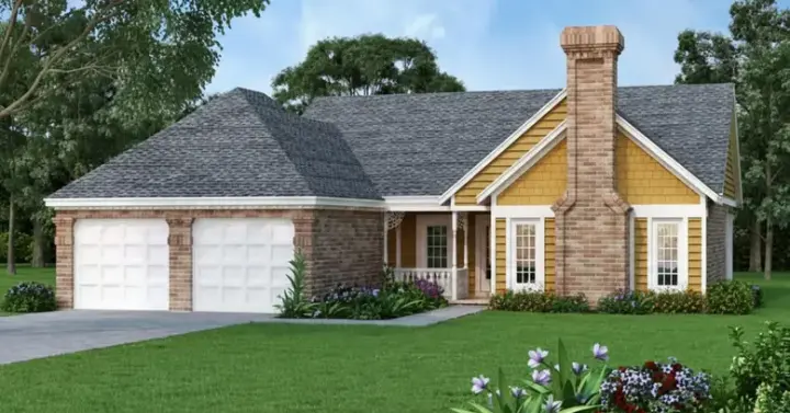 Traditional house plans 30-381 - front exterior, 1,407 sq ft, 3 bed, 2 bath house plans | Monster House Plans
