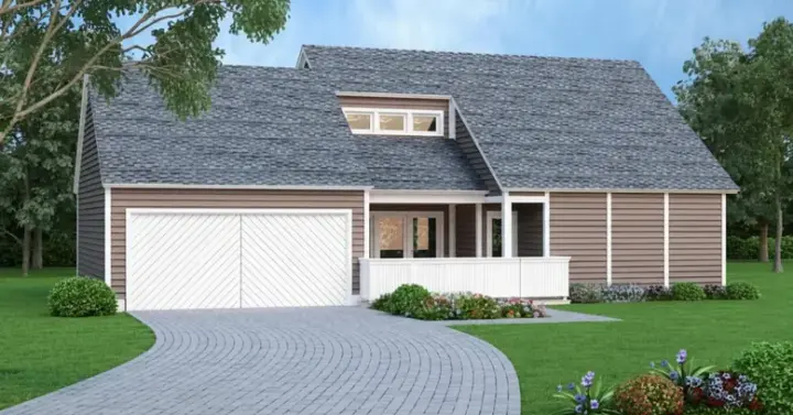 Contemporary house plans 30-387 - front exterior, 1,586 sq ft, 3 bed, 2 bath house plans | Monster House Plans