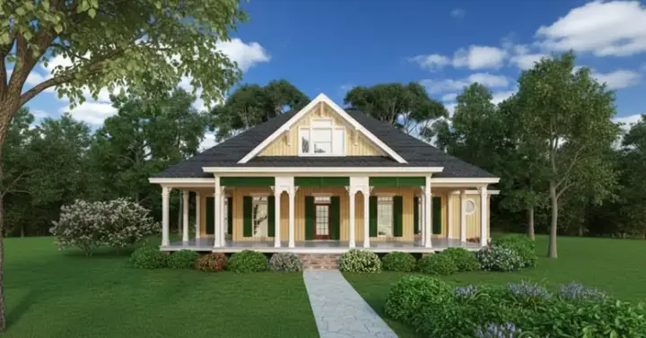 Southern house plans 30-389 - front exterior, 1,832 sq ft, 3 bed, 2 bath house plans | Monster House Plans