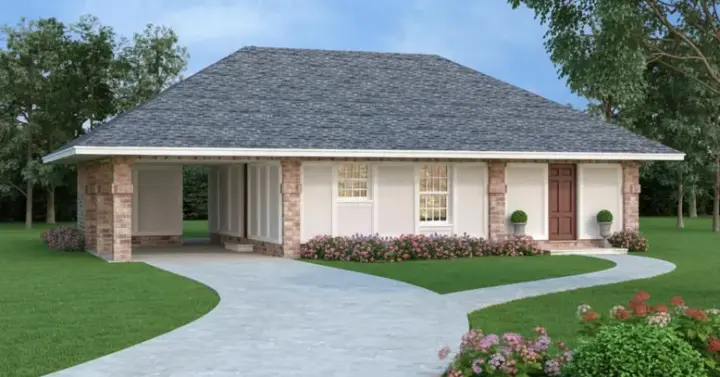 Ranch house plans 30-393 - front exterior, 1,235 sq ft, 4 bed, 2 bath house plans | Monster House Plans