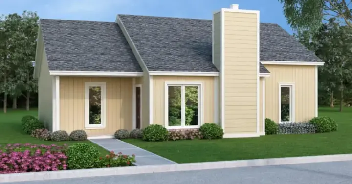 Contemporary house plans 30-394 - front exterior, 1,202 sq ft, 3 bed, 2 bath house plans | Monster House Plans