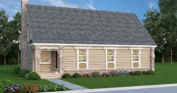 Country house plans 30-396 - front exterior, 1,282 sq ft, 4 bed, 1 bath house plans | Monster House Plans