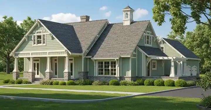 Craftsman house plans 30-402 - front exterior, 1,976 sq ft, 3 bed, 2 bath house plans | Monster House Plans