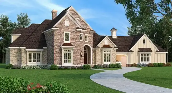 Traditional house plans 30-408 - front exterior, 4,654 sq ft, 5 bed, 5 bath house plans | Monster House Plans