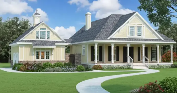 Country house plans 30-412 - front exterior, 1,775 sq ft, 3 bed, 2 bath house plans | Monster House Plans