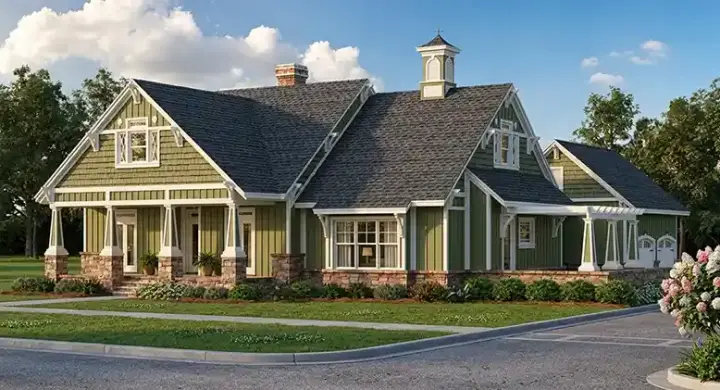 Craftsman house plans 30-414 - front exterior, 3,036 sq ft, 5 bed, 4 bath house plans | Monster House Plans