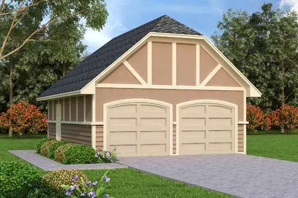 Tudor house plans 30-420 - front exterior, 132 sq ft, 0 bed, 0 bath house plans | Monster House Plans