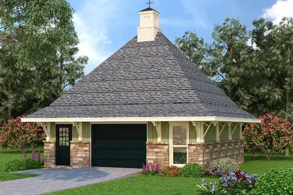 Carriage house plans 30-424 - front exterior, 132 sq ft, 0 bed, 0 bath house plans | Monster House Plans