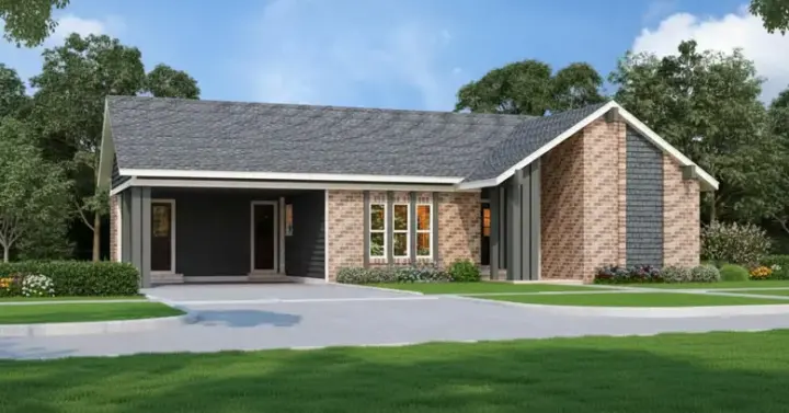 Traditional house plans 30-426 - front exterior, 1,394 sq ft, 3 bed, 2 bath house plans | Monster House Plans