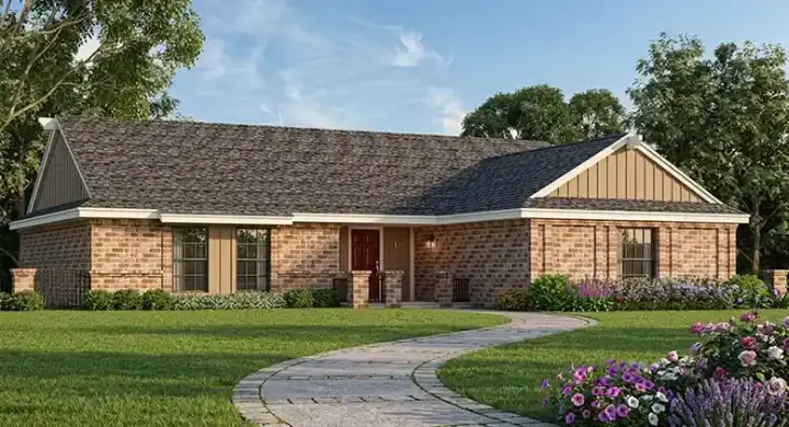 Traditional house plans 30-432 - front exterior, 1,328 sq ft, 3 bed, 2 bath house plans | Monster House Plans