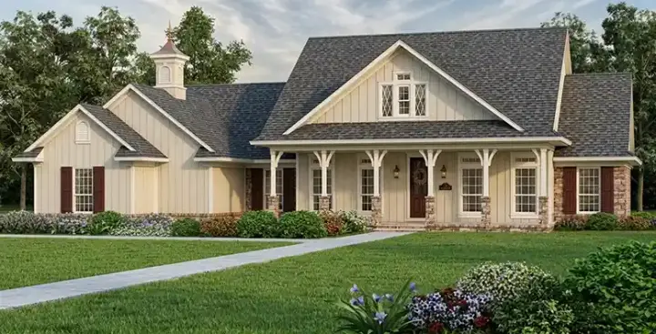 Country house plans 30-434 - front exterior, 2,006 sq ft, 3 bed, 2 bath house plans | Monster House Plans