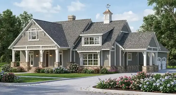 Craftsman house plans 30-436 - front exterior, 1,968 sq ft, 3 bed, 2 bath house plans | Monster House Plans