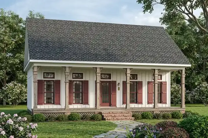 Southern house plans 30-437 - front exterior, 1,334 sq ft, 3 bed, 2 bath house plans | Monster House Plans
