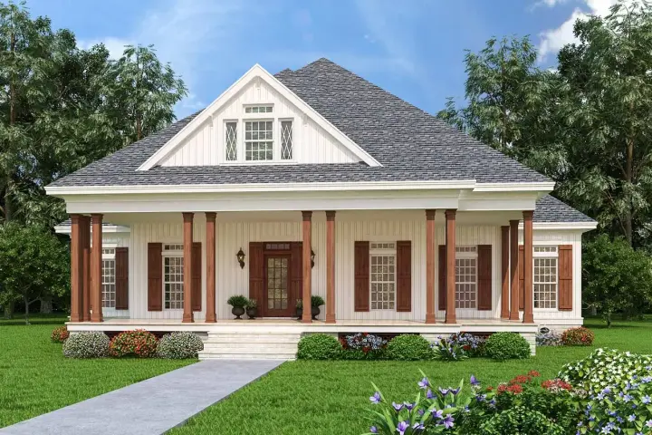 Country house plans 30-441 - front exterior, 1,608 sq ft, 3 bed, 2 bath house plans | Monster House Plans