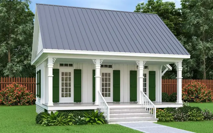 Accessory Dwelling Unit house plans 30-452 - front exterior, 544 sq ft, 1 bed, 1 bath house plans | Monster House Plans