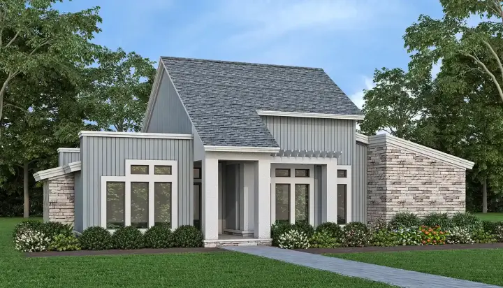Contemporary house plans 30-462 - front exterior, 1,400 sq ft, 3 bed, 2 bath house plans | Monster House Plans