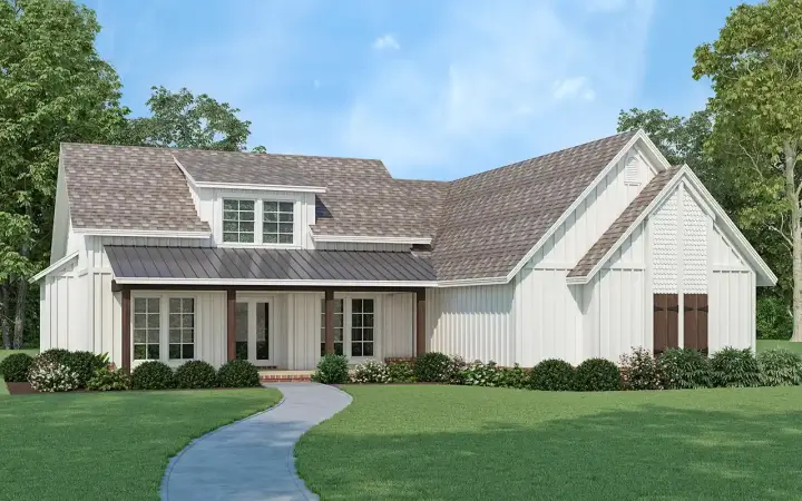 Modern Farmhouse house plans 30-473 - front exterior, 1,512 sq ft, 3 bed, 2 bath house plans | Monster House Plans
